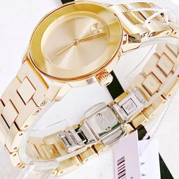 New Movado Bold Ladies Golden Link Watch